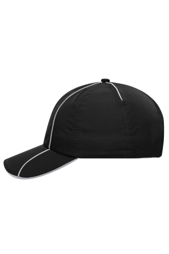 6 Panel Polyester Cap in schwarz / silber